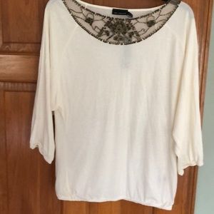 The Limited cream and beaded top